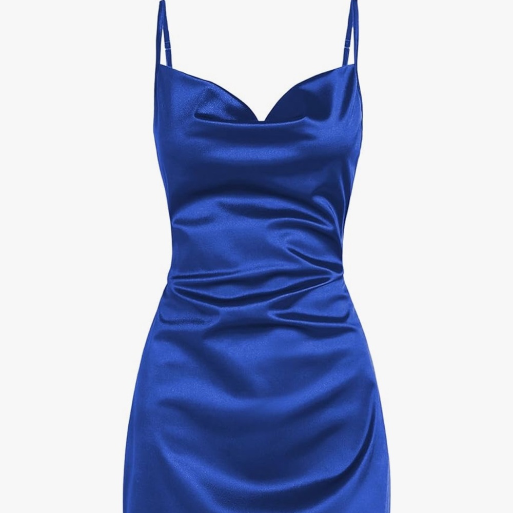 Blue Sheath Mini Dress with Spaghetti Straps